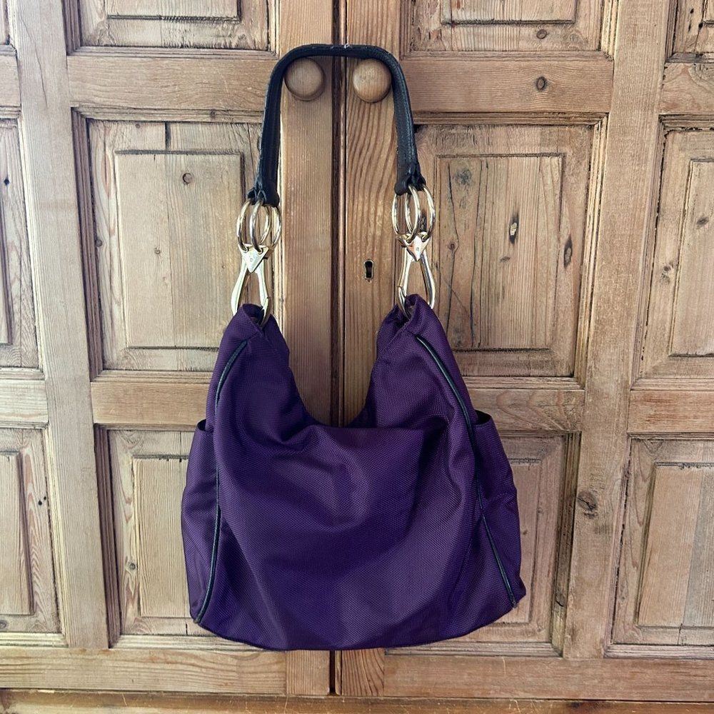 JPK Paris 75 Purple Shoulder Bag Gold Hardware Boho Slouchy Purse - Flawed - Picture 8 of 14
